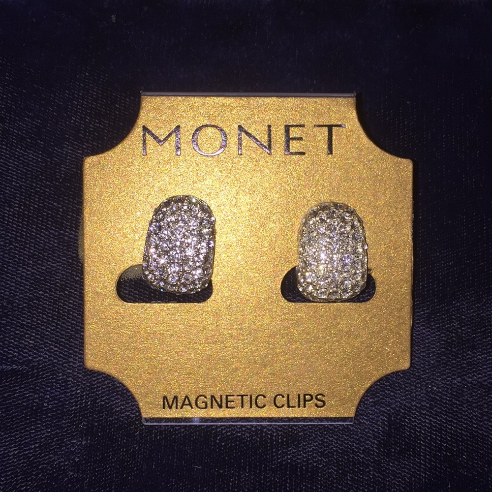 Monet Sparkling Crystal and Silver Tone Earrings